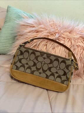 Vintage Early 2000s Coach Brown Signature Canvas Shoulder Bag